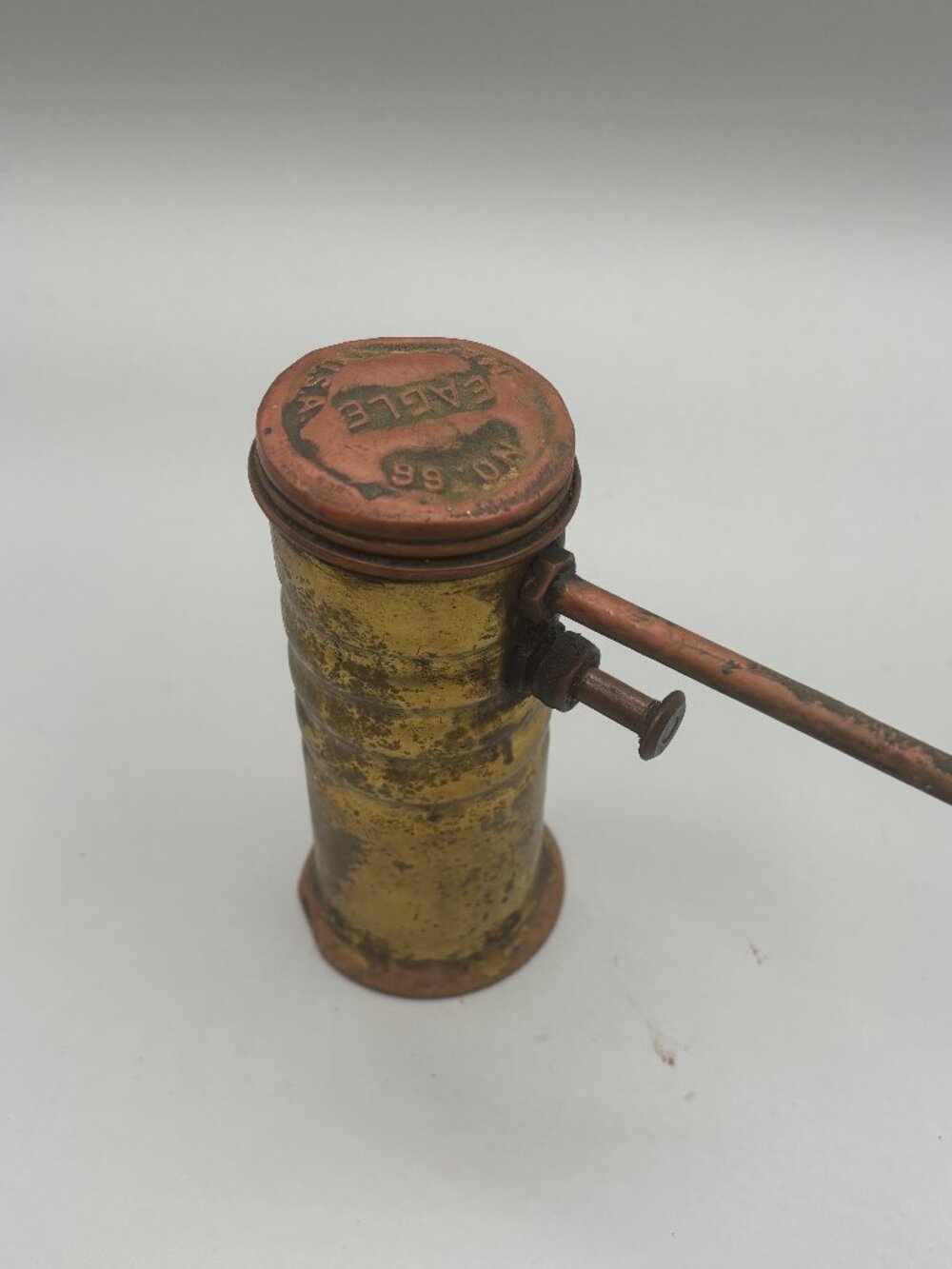 Vintage Eagle No. 66 Brass Oil Can Finger Pump Oiler Straight Shaft Made IN USA